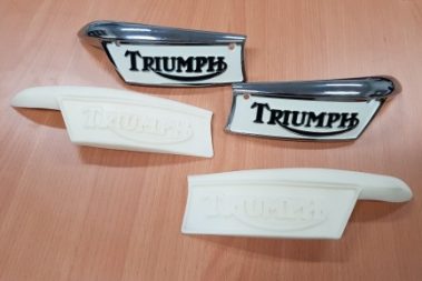 wysiwyg3d 3dscanning 3dlaserscanning 3d printing Triumph Badge 3d prints finished badge