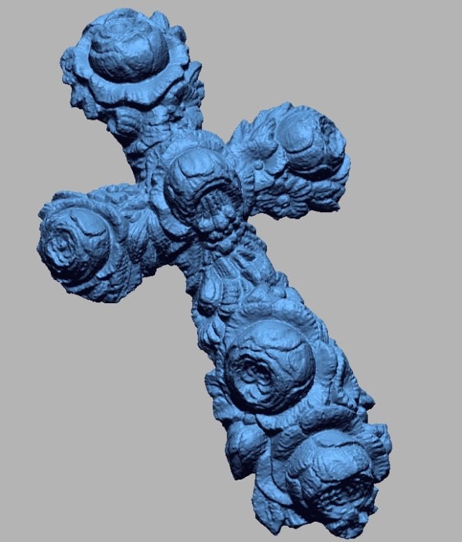 Victorian Gutta Percha Floral Mourning Cross WYSIWYG 3D